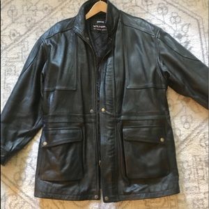 Men’s heavy weight leather car length coat